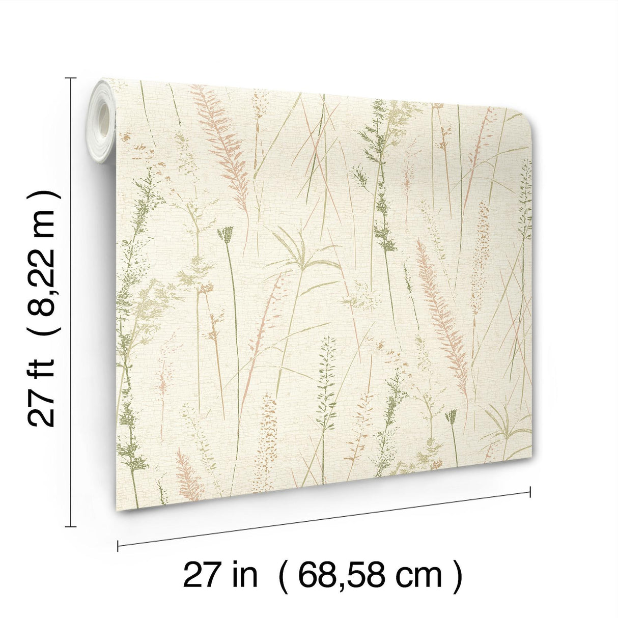 Antonina Vella Meadow Splendor Salmon Botanical Wallpaper