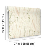 Antonina Vella Meadow Splendor Salmon Botanical Wallpaper