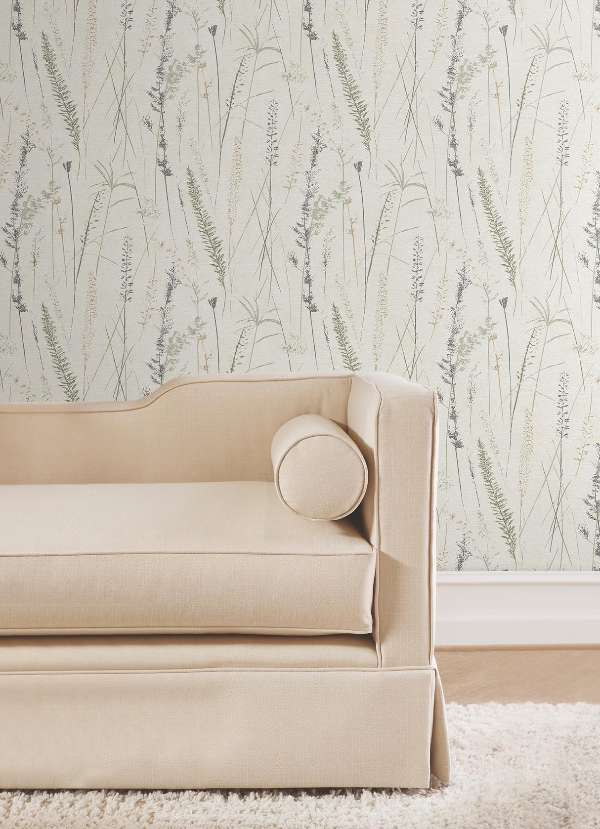 Antonina Vella Meadow Splendor Charcoal Botanical Wallpaper