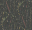 Antonina Vella Meadow Splendor Black Botanical Wallpaper
