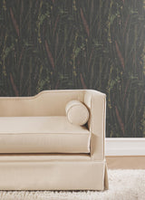 Antonina Vella Meadow Splendor Black Botanical Wallpaper