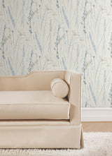 Antonina Vella Meadow Splendor Blue Botanical Wallpaper