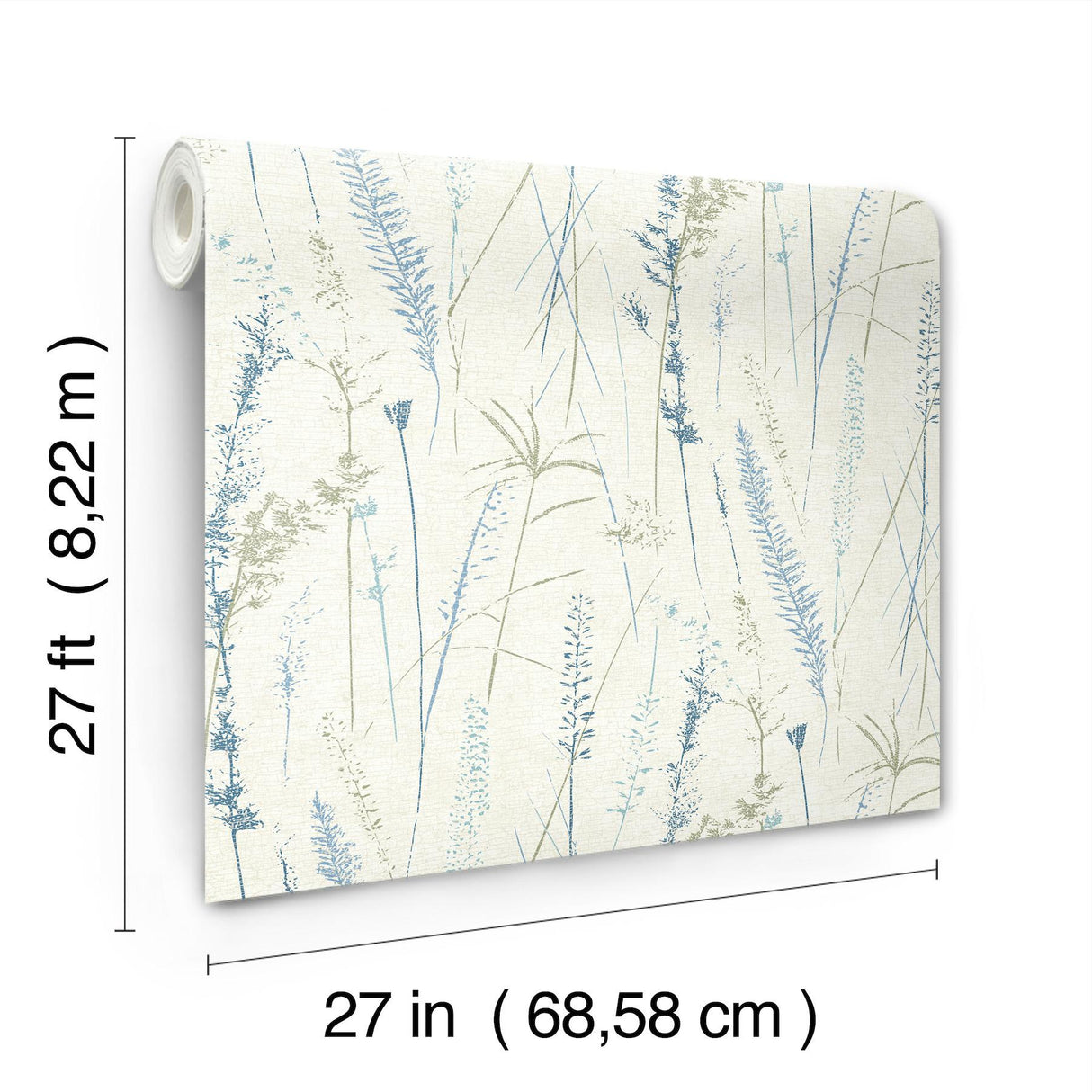Antonina Vella Meadow Splendor Blue Botanical Wallpaper