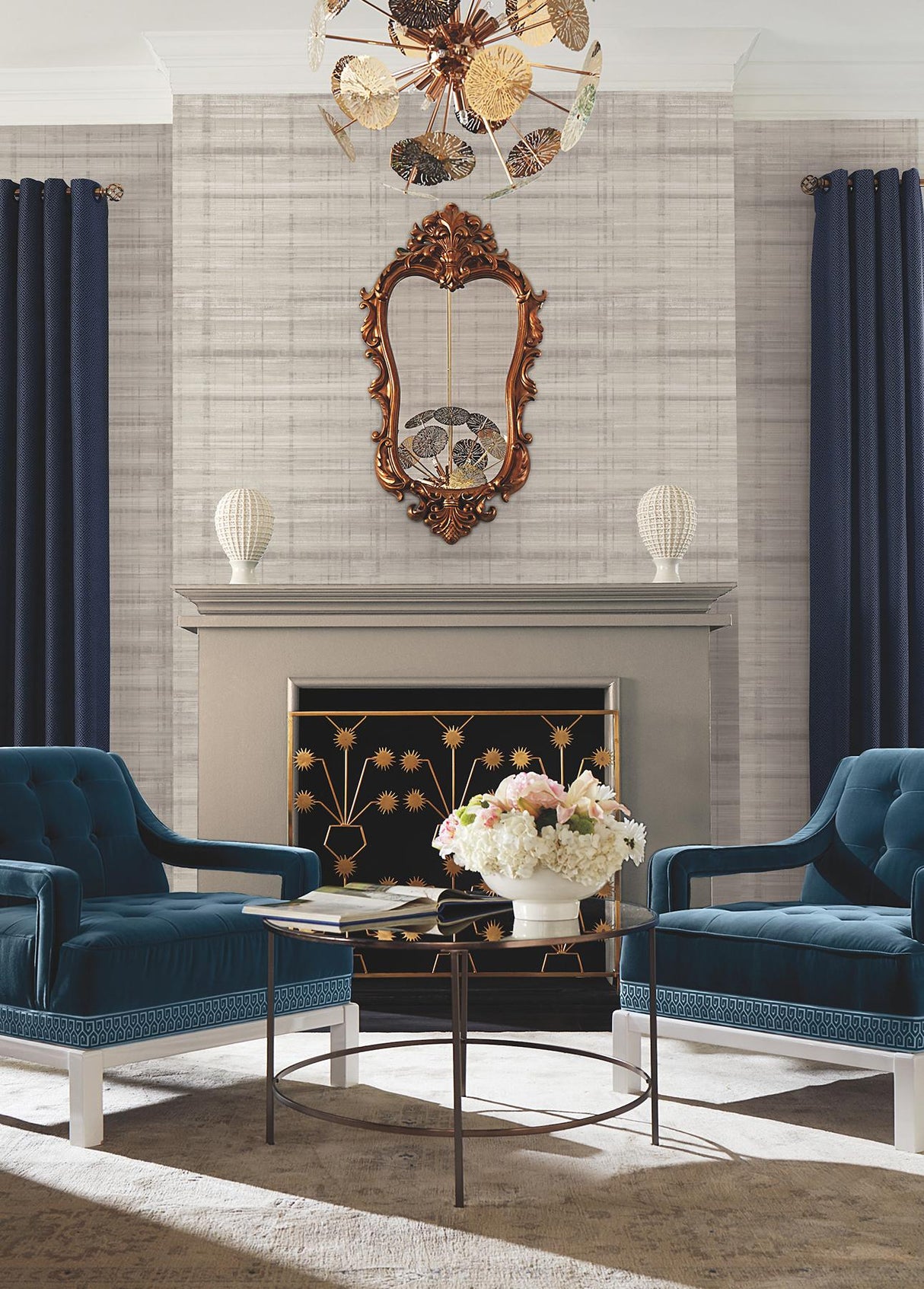 Antonina Vella Vanishing Point Grey Striated Wallpaper