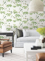 Antonina Vella Cillian Green Botanical Bird Trail Wallpaper