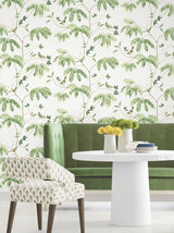 Antonina Vella Cillian Green Botanical Bird Trail Wallpaper