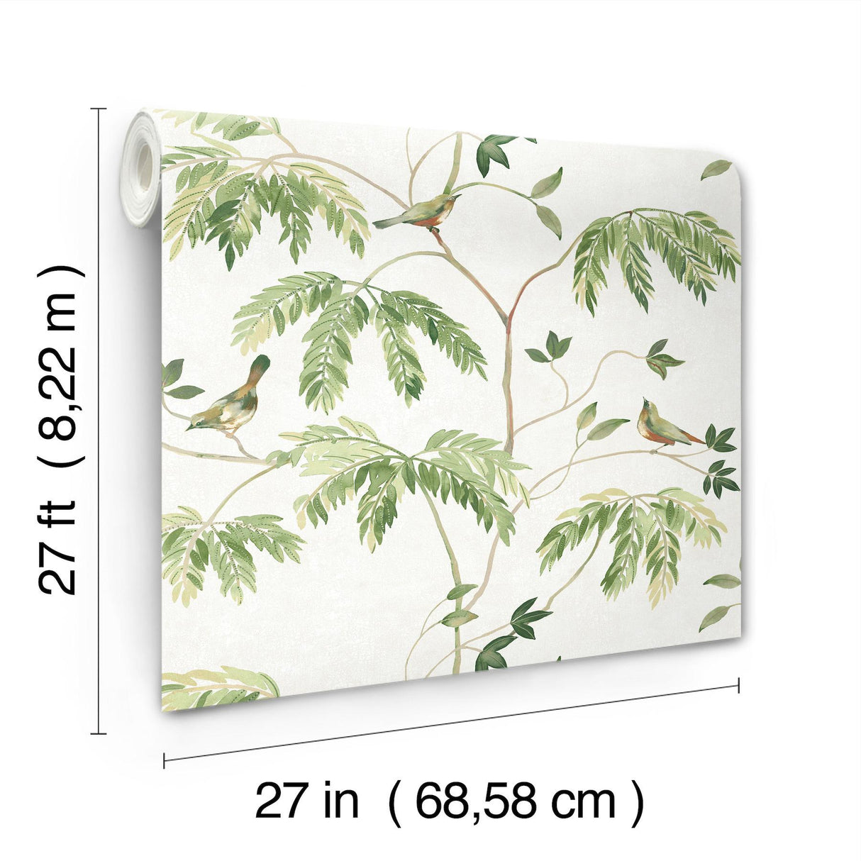 Antonina Vella Cillian Green Botanical Bird Trail Wallpaper