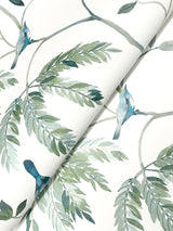 Antonina Vella Cillian Blue Botanical Bird Trail Wallpaper