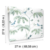 Antonina Vella Cillian Blue Botanical Bird Trail Wallpaper