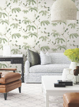 Antonina Vella Cillian Dark Green Botanical Bird Trail Wallpaper