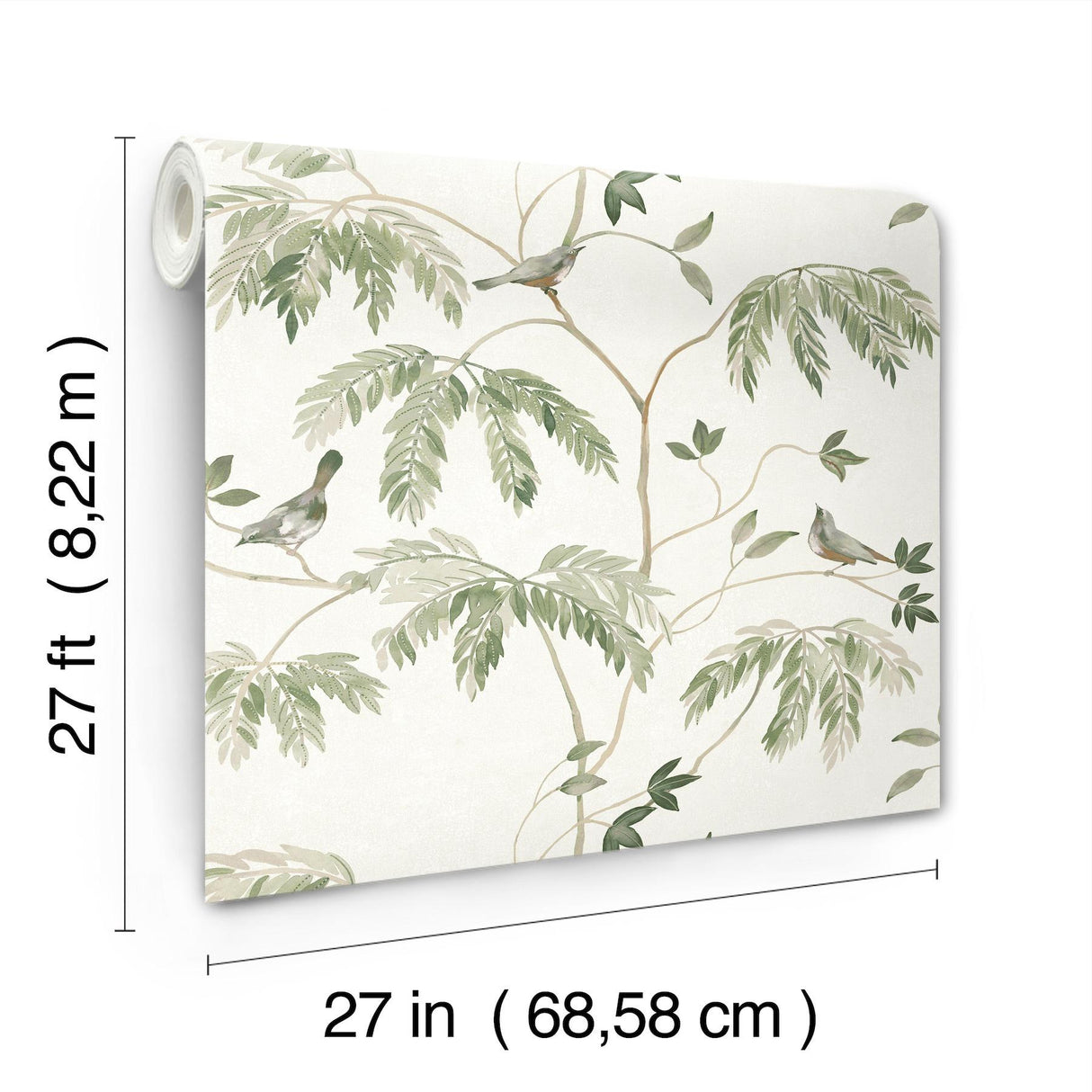 Antonina Vella Cillian Dark Green Botanical Bird Trail Wallpaper