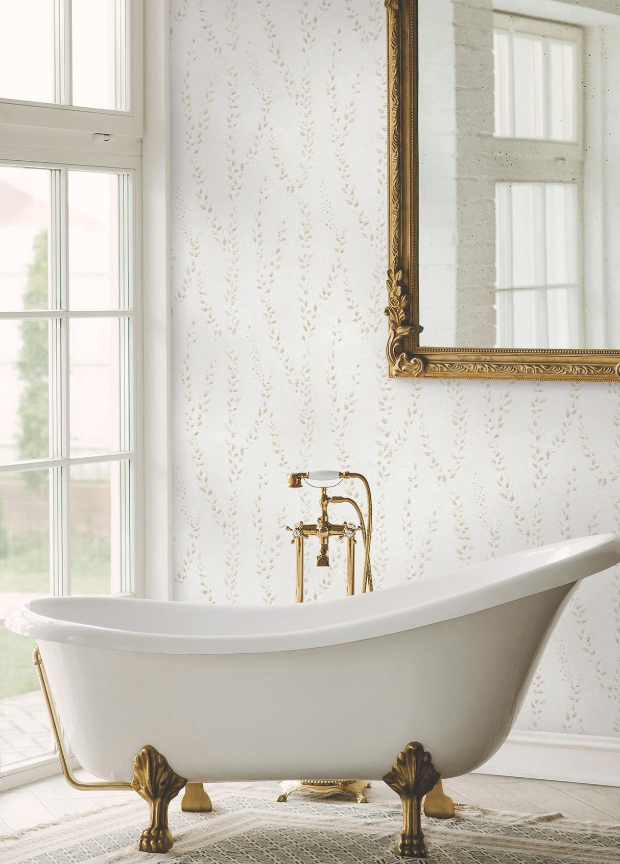 Antonina Vella Alpenrose Beige Vine Wallpaper