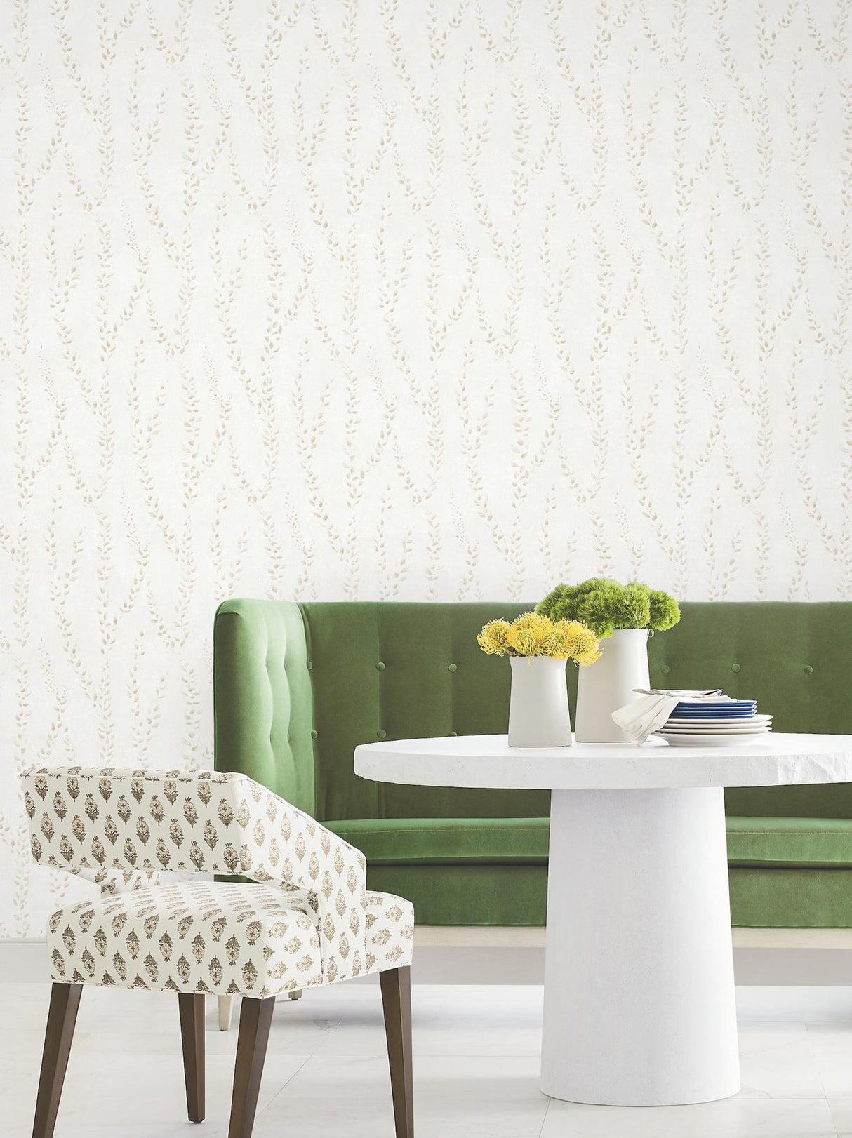 Antonina Vella Alpenrose Beige Vine Wallpaper