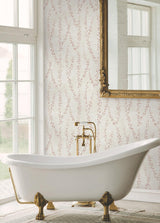 Antonina Vella Alpenrose Maroon Vine Wallpaper