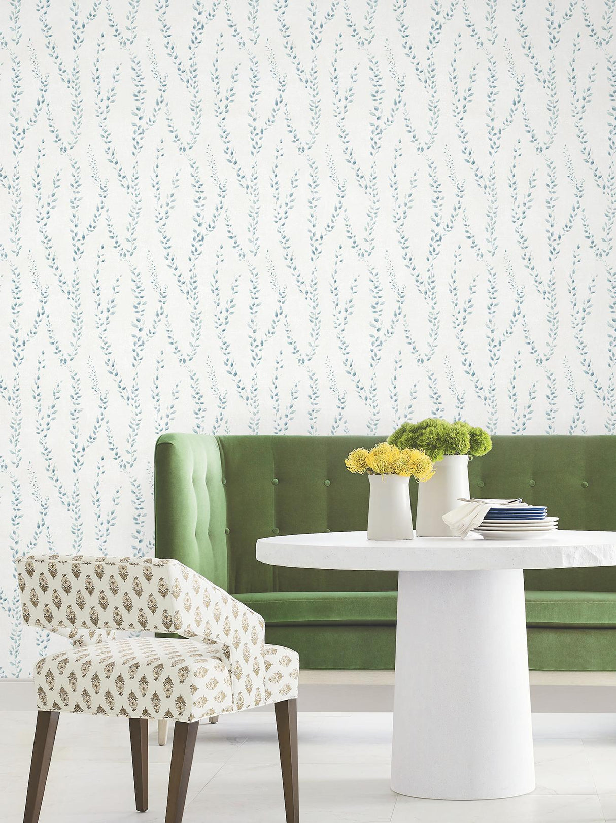 Antonina Vella Alpenrose Sapphire Vine Wallpaper