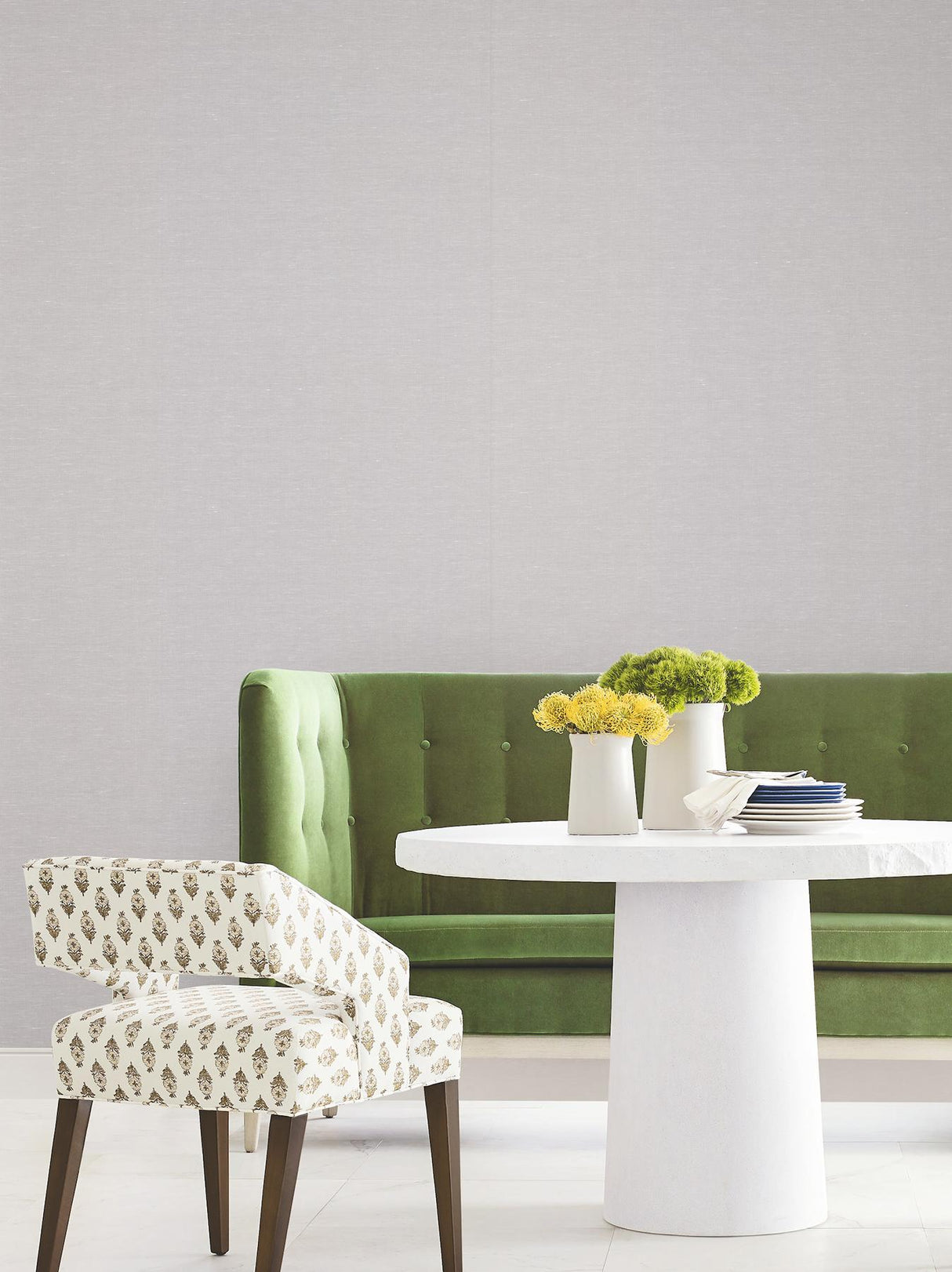 Antonina Vella Hempfield Weave Light Grey Loomed Wallpaper