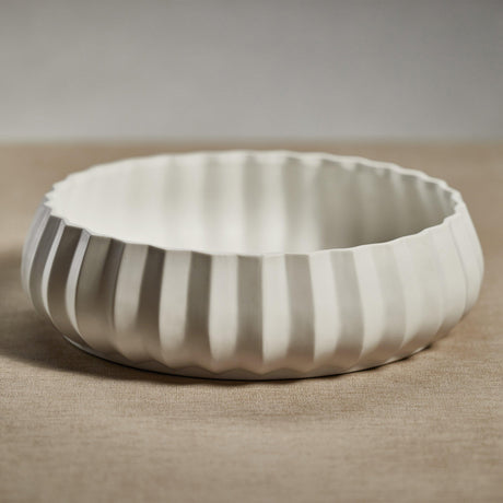 Zodax 14" Chantria White Ceramic Bowl