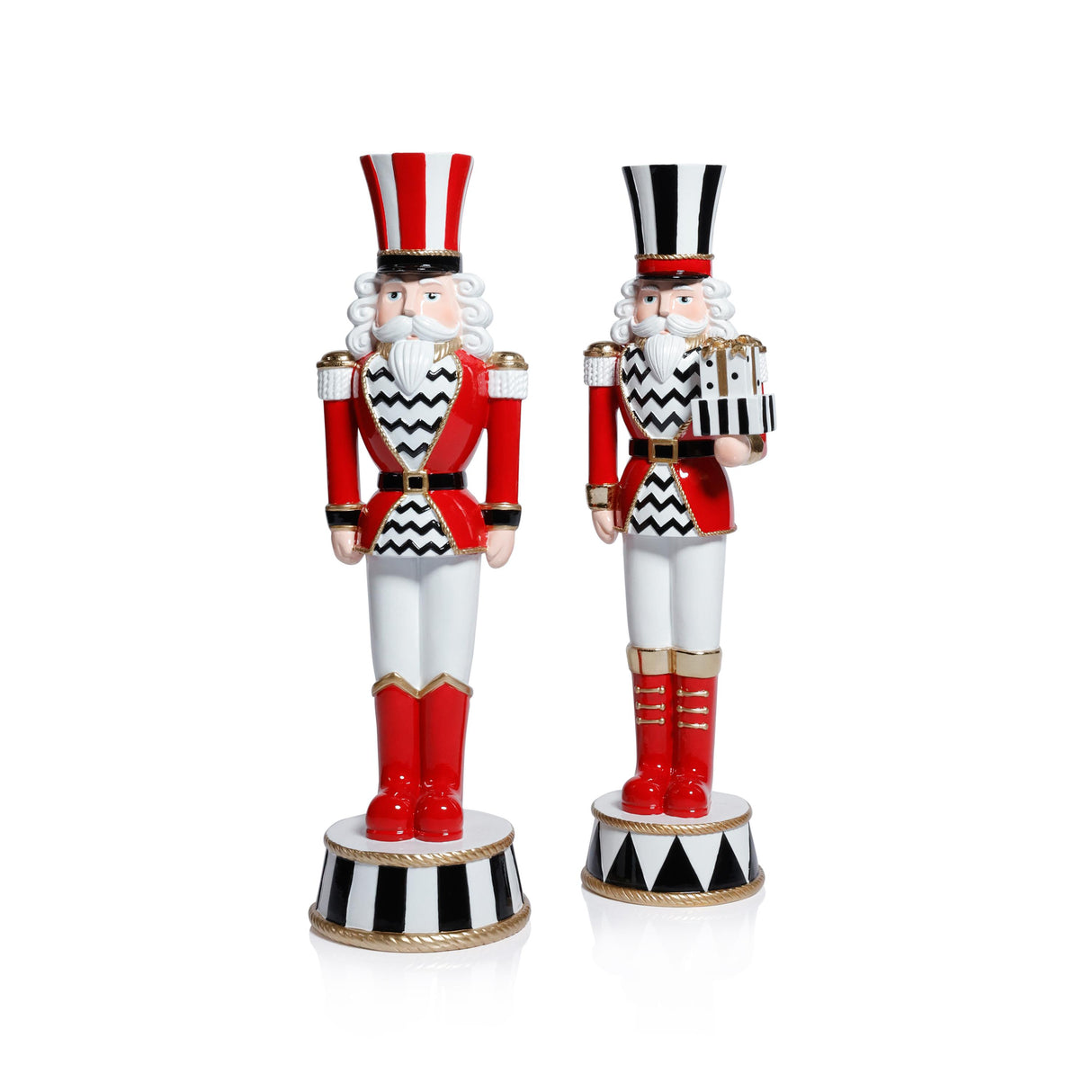 Zodax Royal Guard Christmas Figurines, Set of 2, Festive Holiday Soldier Dcor, 14.25" & 14.5" Tall