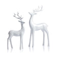 Zodax Pearl White Deer Figurines, Set of 2, Elegant Holiday Dcor, 13" & 16.5" Tall