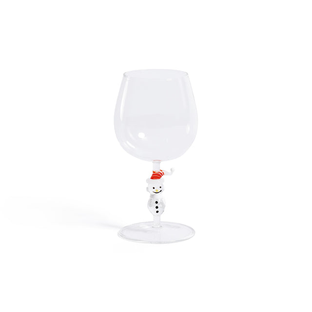 Zodax Snowman Sips Wine Glasses, Set of 4, Holiday Themed Glassware