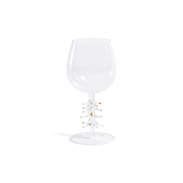 Zodax Clear Treetop Cheers Wine Glasses - Holiday Stemware, Set of 4