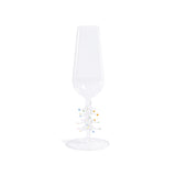 Zodax Clear Treetop Cheers Glass Champagne Flutes - Holiday Stemware, Set of 4