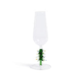 Zodax Green Treetop Cheers Glass Champagne Flutes - Holiday Stemware, Set of 4