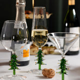 Zodax Green Treetop Cheers Glass Champagne Flutes - Holiday Stemware, Set of 4