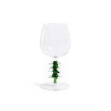 Zodax Green Treetop Cheers Wine Glasses - Holiday Stemware, Set of 4