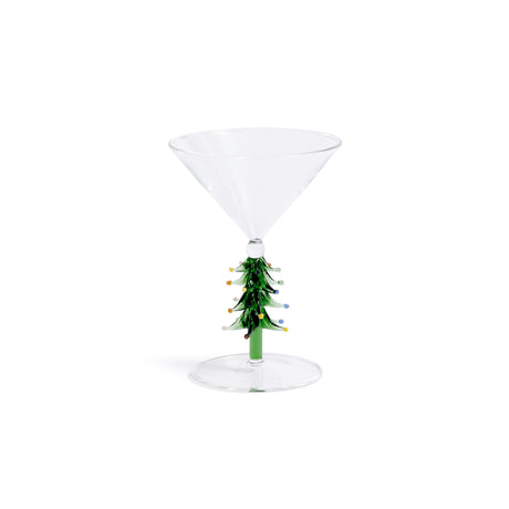Zodax Green Treetop Cheers Martini Glasses - Holiday Stemware, Set of 4