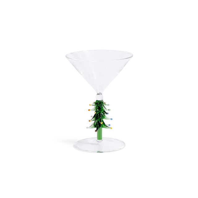 Zodax Green Treetop Cheers Martini Glasses - Holiday Stemware, Set of 4