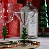 Zodax Green Treetop Cheers Martini Glasses - Holiday Stemware, Set of 4