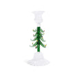 Zodax 8.25" Clear & Green Holiday Tree Taper Candle Holders, Set of 4
