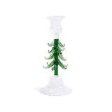 Zodax 8.25" Clear & Green Holiday Tree Taper Candle Holders, Set of 4