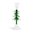 Zodax 9.25" Clear & Green Holiday Tree Taper Candle Holders, Set of 4