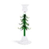 Zodax 9.25" Clear & Green Holiday Tree Taper Candle Holders, Set of 4