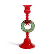 Zodax Red & Green Holiday Wreath Taper Candle Holders, Set of 4