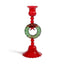 Zodax Red & Green Holiday Wreath Taper Candle Holders, Set of 4