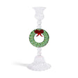 Zodax Clear & Green Holiday Wreath Taper Candle Holders, Set of 4