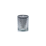 Zodax Silver Laser-Etched Metallic Glass Hurricane Candle Holders, Set of 2