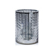 Zodax 9.5" Silver Laser-Etched Metallic Glass Hurricane Candle Holder