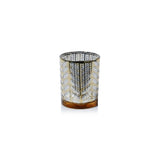 Zodax Gold Laser-Etched Metallic Glass Hurricane Candle Holders, Set of 2