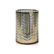 Zodax 9.5" Gold Laser-Etched Metallic Glass Hurricane Candle Holder