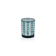 Zodax Green Laser-Etched Metallic Glass Hurricane Candle Holders, Set of 2