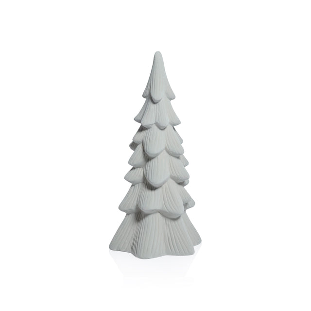 Zodax 11" Snow-Covered Flocked Ceramic Decorative Trees, Holiday Tabletop Dcor, Set of 4