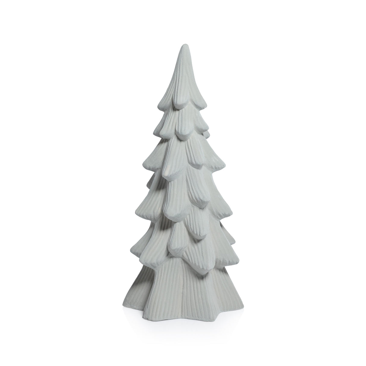 Zodax 14" Snow-Covered Flocked Ceramic Decorative Trees, Holiday Tabletop Dcor, Set of 4