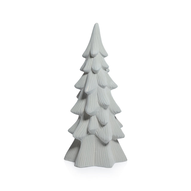 Zodax 14" Snow-Covered Flocked Ceramic Decorative Trees, Holiday Tabletop Dcor, Set of 4