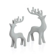 Zodax Flocked Gray Deer Figurines, Set of 2 Assorted Sizes, 8.75" & 11.5", Holiday Decorations