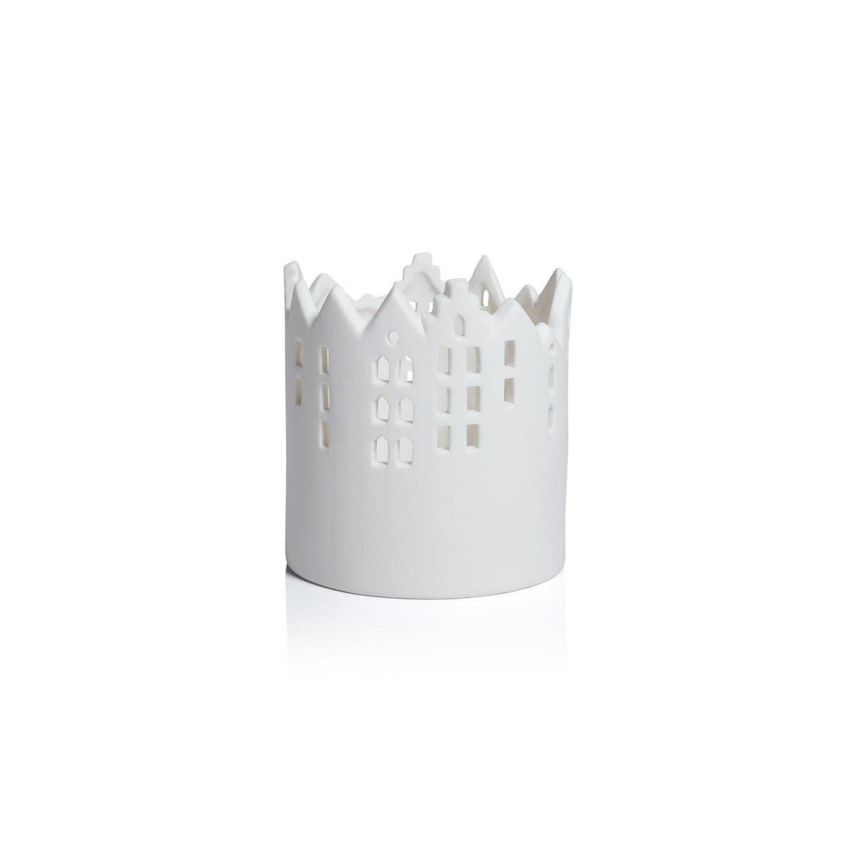 Zodax 4.5" Skyline Ceramic Multipurpose Hurricanes or Planters, Decorative Holders, Set of 2