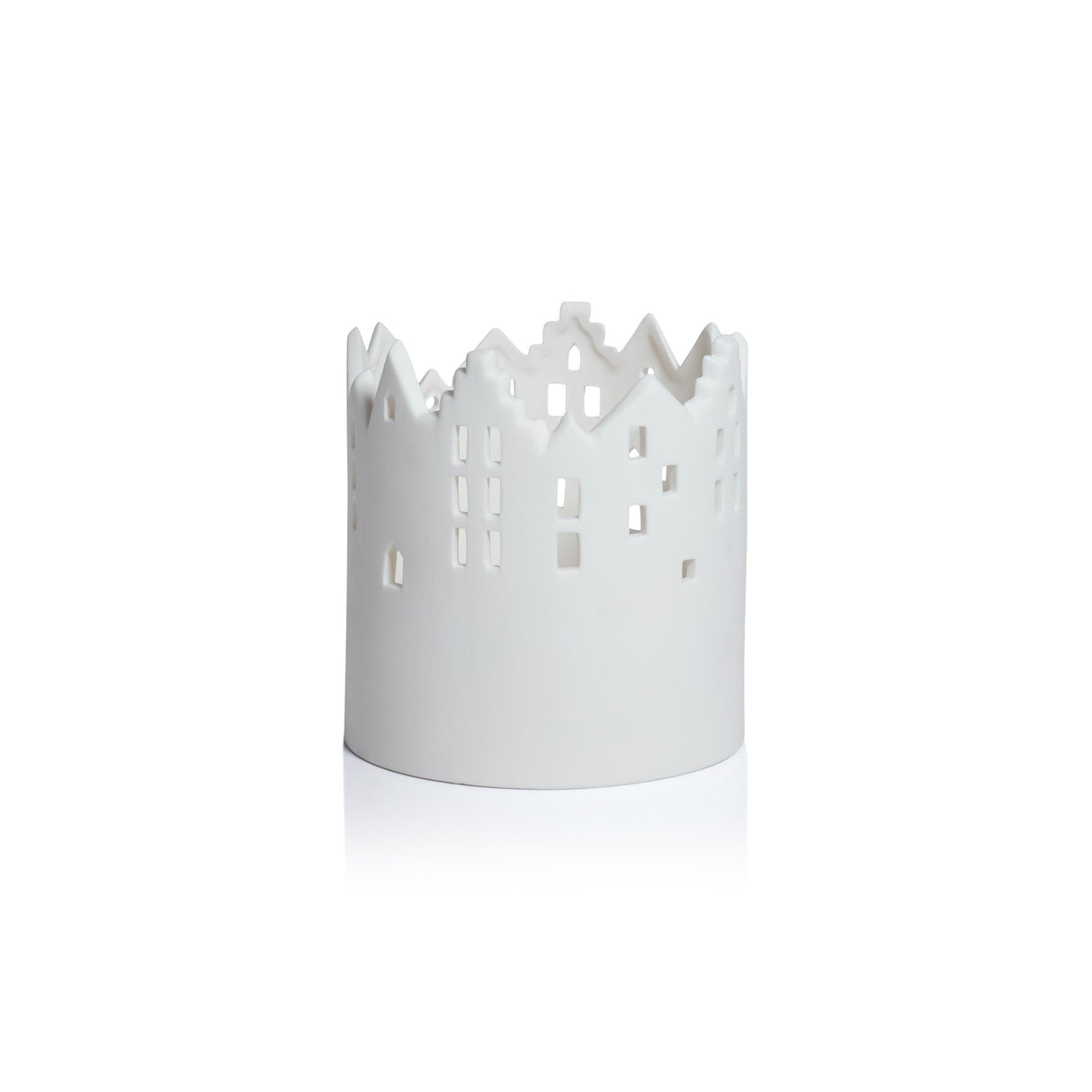 Zodax 5.5" Skyline Ceramic Multipurpose Hurricanes or Planters, Decorative Holders, Set of 2